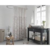 Resim Jackline Polyester Kumaş Kahverengi Çiçekli Büyük Ölçü Banyo Perdesi 180x200 Cm Banyo Perdesi 