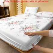 Resim 1 adet Modern Çiçek Desenli Lastikli Çarşaf, Polyester Kapitone Yatak Örtüsü Şık Çiçek Deseni ile, Makinede Yıkanabilir, 80-85gsm Kumaş Ağırlığı, 29cm'ye Kadar Yataklara Uyar - Yastık Kılıfı Dahil Değildir 