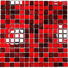 Resim MozaiKristaL Iç Mekan Kaplama Dekorasyon Uygulamaları ve Hobi Çalışmaları Için 20X20MM. Kırmızı Varak, 30X30CM. Fileli Kristal Mozaik. ( 1 File Karo Fiyatı ) 