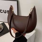 Resim Kadınların şık hilal ay beyzbol omuz çantası - Yüksek kaliteli moda, siyah, fermuarlı, polyester astarlı, çeşitli durumlar için şık tasarım 