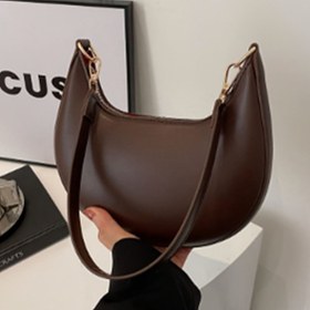 Resim Kadınların şık hilal ay beyzbol omuz çantası - Yüksek kaliteli moda, siyah, fermuarlı, polyester astarlı, çeşitli durumlar için şık tasarım 