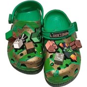 Resim Minecraft My World Temalı Plaj Deniz Günlük Unisex Çocuk Terlik Sandalet - Yeşil Yeşil 