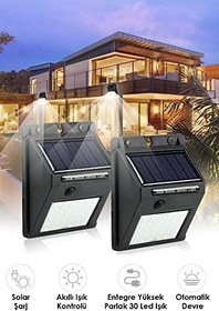 Resim TechnoSmart 1Adet 30 Ledli Solar Bahçe Aydınlatma Lamba Dış Mekan Güneş Enerjili 