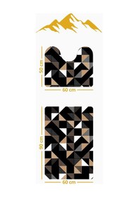 Resim Modern Desenli Dijital Baskı 3 Lü Banyo Paspas Takımı Yıkanabilir Kaymaz Tabanlı Klozet Takımı Klz0016 Renkli 