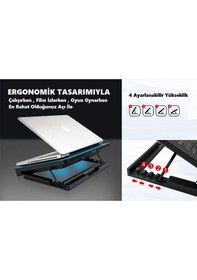 Resim N99 Çift Fanlı Laptop Soğutucu Led Işıklı Ayarlanabilir Dizüstü Bilgisayar Standı 