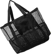 Resim SHOWERORO Plaj Çantası Tote File Plaj Tote Çantası Büyük Kapasiteli Taşınabilir Tuvalet Çantası Seyahat Kozmetik Çantası Polyester File Siyah 