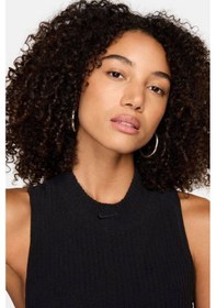 Resim Nike Tight Fit Mock Neck Crop Tank Top Kadın Crop Dar Kesim Yüksek Yaka Fitilli Jarsey Atlet Siyah Siyah 