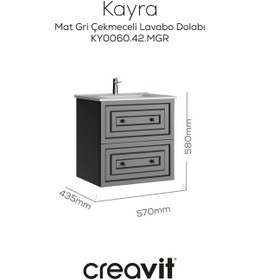 Resim Creavit Kayra Lavabo Dolabı Çekmeceli 60cm Mat Gri Mat Gri 