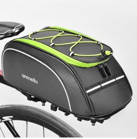 Resim Jeehugo 8l Su Geçirmez Pu Bisiklet Arka Çanta, Yansıtıcı Kayışlı, Regen Kapaklı, Dayanıklı, Bisiklet/motorsiklet/elektrikli Araçlar İçin Siyah Yeşil 
