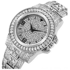 Resim Folinda Bayanlar İçin Pırlanta Takılı Gümüş Kol Saati - Zamanı Takip Et, Stili Artır, Önemli Etkinlikleri Kaçırma Altın 