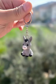 Resim mmb Örgü Desenli Amigurumi Eşek Anahtarlık Çanta Charm Araç Aksesuarı 