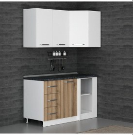 Resim Minar 145cm Köşe Mutfak Dolabı - Beyaz/dore K145-d2 