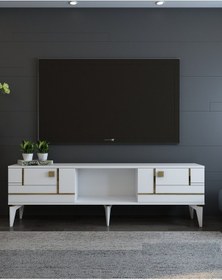 Resim Maderact Tv Sehpası Beyaz-altın Beyaz-altın 