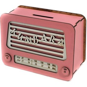 Resim Kumbara Ahşap Nostaljik Kumbara Pembe 