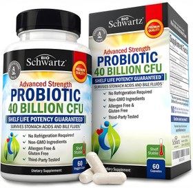 Resim BioSchwartz Probiotic 40 Billion CFU Gut Health Digestive Health Astragalus Lactobacillus 60 Veggie 