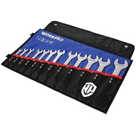 Resim Workpro Wp202507 6-32mm 12 Parça Cr-v Profesyonel Açık Ağız Anahtar Takımı + Bez Taşıma Kılıfı 