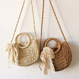 Resim Yeni Yaz Çim Çanta Kadın Moda Dokuma El Çantası Plaj Tatil Plaj Çantası Günlük Omuz Çapraz Vücut Çantası 