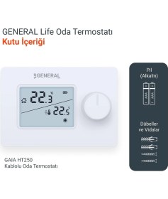 Resim General Life Gaia HT250 Kablolu Oda Termostatı 