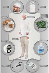 Resim ihvan online Erkek Hac Umre Kıyafeti ve İhtiyaç Seti Krem 