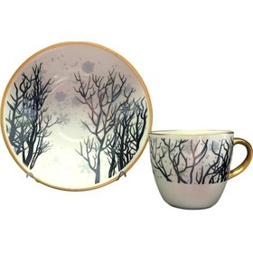 Resim River World 4 Parça 2 Kişilik Porselen Türk Kahvesi Fincan Takımı Grg Serisi Çok Renkli 