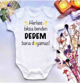 Resim irembaby Unisex Bebek Baskılı Yengem Bana Doyamaz %100 Pamuklu Çıtçıtlı Body Zıbın 