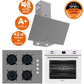Resim Ferre ve AFM Tech Markalı / GIVA ANTRASİT & BEYAZ Sessiz Ankastre Set (D088-SA + FM2210 + FM7701 ) 