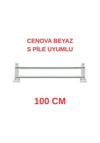 Resim Cenova S Pile Ve Perde Düğmesi Uyumlu Çetray Çift Raylı Modern Ahşap Rustik Beyaz 100 Cm Beyaz 