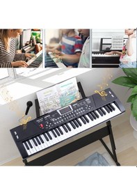 Resim 61 Tuşlu Işıklı Dijital Piyano Mikrofonlu Çocuk Keyboard Seti 