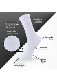 Resim Saf Bambu Erkek Soket Uzun Düz Beyaz Çorap Dikişsiz Premium Kutulu 6'lı L5952aznb Softaura 