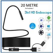 Resim whitetech Yılan Endoskop Kamera 20 Mt Su Geçirmez Ledli Esnek Kablo 7 Mm Android Uyumlu 