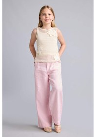 Resim Defacto %100 Keten Wıde Leg Geniş Paça Pembe Pantolon Kız Çocuk H1900a826smpn440 Pembe-pn440 