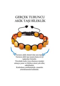 Resim Sertifikalı Ham Işlenmemiş Damarlı Turuncu Akik Taşı Bileklik Çok Renkli 