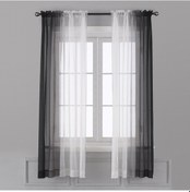 Resim Dofolink Linen Perde İki Adet 1.32mgenişlik X 2.14muzunluk Siyah Renkli Açık Geçiş Desenli - Işık Filtreleyici Konforlu 