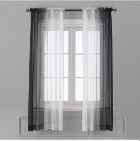 Resim Dofolink Linen Perde İki Adet 1.32mgenişlik X 2.14muzunluk Siyah Renkli Açık Geçiş Desenli - Işık Filtreleyici Konforlu 