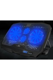 Resim SIGHTZER Laptop Soğutucu Stand Yükseklik Ayarlı 4 Fanlı Led Işıklı Lcd Ekranlı Notebook Altlığı Cooling Pad 