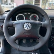Resim Volkswagen Golf 4 Araca Özel Direksiyon Kılıfı Nokta Düz Siyah D 