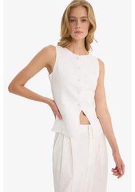 Resim Defacto Slim Fit Dar Kesim Bisiklet Yaka Yelek E9946ax25auwt32 Beyaz 