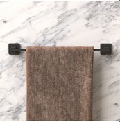 Resim Sas Montajlı Uzun Havluluk Banyo Havlu Askısı Siyah S-06 
