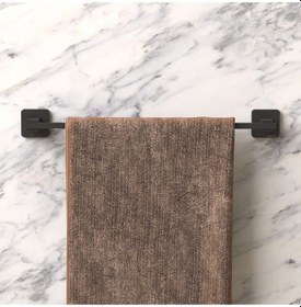 Resim Sas Montajlı Uzun Havluluk Banyo Havlu Askısı Siyah S-06 