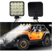 Resim 16 Led Kare Off Road Iş Makinası Çalışma Lambası Sis Farı 