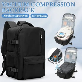 Resim Erkekler ve Kadınlar için 40L Hafif Havayolu Onaylı İş Seyahat Sırt Çantası - Vakum Sıkıştırma Tasarımı, 43.18 cm Dizüstü Bilgisayar Bölmesi, Ayarlanabilir Askılar, Çoklu Bölmeler, Makinede Yıkanabilir, Açık Hava Penceresi 