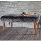 Resim Sanal Mobilya Retro Bench Kahve Peluş 