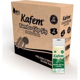 Resim Kafem Bambu Çöp Şiş 15 cm 3 mm 100 Lü X 200 Paket (Koli) 