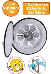 Resim NUBLADO Havalandırma Aspiratörü Kapaklı Vantilatör 300 Mm Banyo Wc Işyeri Fanı Kirli Hava Kötü Koku Metal. 