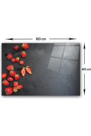 Resim Decorita Çilek Desen | Cam Ocak Arkası Koruyucu | 40CM x 60CM 
