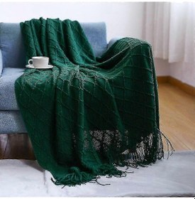 Resim Nordic Örgü Battaniye - Yumuşak, Dokulu Ve Sağlam, Avrupa'da Kanepe, Yatak Ve Noel Dekorasyonu İçin 127x172 Cm Diamond Atrovirens 
