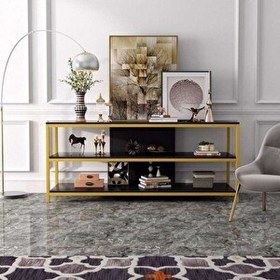 Resim Zizuva Tasarım 80x140x40 CM Gold Ev ve Ofis TV Sehpası 