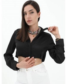 Resim Wpr Beli Lastikli Saten Gömlek - Siyah-siyah Siyah 