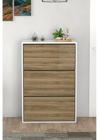 Resim 3 Kapaklı Kayar Raflı Ayakkabılık Çam Çam 