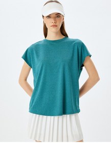 Resim Koton Bisiklet Yaka Kısa Kollu Oversize Spor Tişört Yeşil 5wak10118nk Yeşil 